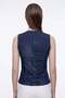 Denim Vest with Gold Buttons and Stitching Detail - 3
