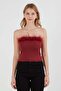 Basic Furry Strapless Crop Blouse - 6