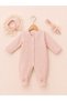 Bow and Lace Detailed Detachable Collar Baby Girl Romper with Booties + Headband - 4