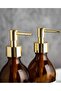 Set of 2 Amber Liquid Soap & Dish Detergent Bottles with Gold Caps — STAND NOT INCLUDED — 300 ml - 6