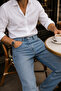 Men's High Waist Mom Jean Skinny Leg Lycra Pants C333-Light Blue - 8
