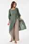 Women's Khaki Italian Deep Side Slit Long Linen Tunic, Size 40 - 44 - 3