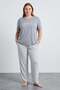 Striped Focus Printed Plus Size Short Sleeve Pajama Set - 2