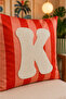 Punch Embroidered Cushion Cover - 43*43 cm - Orange Letter K - Pnk001 - 2