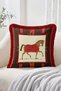 Red Cloaked Horse Figured Burgundy Brown Framed Fringed Throw Pillow Cover Retro Decorative Pillow Cover - 2