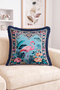 Blue Fringed Throw Pillow Cover with Flamingo Bird and Tropical Floral Leaf Pattern - Retro Tassel Pillowcase