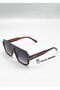 Unisex Rectangular Sunglasses Black Burgundy Frame Gradient Glass Uv Protection Orma C12