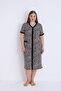 Women's Plus Size 100% Cotton Combed Fabric Buttoned Summer Dress / Black-Leopard 4180 - 2