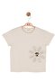 Nk Girl's Short Sleeve Beaded Embroidered Basic T-Shirt 4-8 Years Old Cream - 2