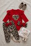 Baby Girl Set Leopard Patterned 3-Piece Baby Girl Set Body Pants Bandana Set - 7