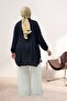 68048 Plus Size Jacquard Strawberry Shirt with Elastic Sleeves - Black - 5