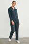Plaid Patterned Suede Pajama Set