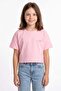 Ribbon Embossed Printed Girls' Crop T-Shirt