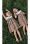 Girl's Linen Lace Collar Bow Printed Back Zipper Dress - 3