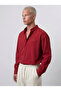 Men's Textured Full-Fit Oversize Shirt Burgundy - 4