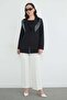 Scarf Detailed Shoulder Padded Blazer Jacket - 7