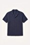 Ultra Soft Regular Fit Polo Collar Striped Modal Short Sleeve Navy Blue Shirt I0071Ax26Sm - 7