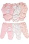 Baby Girl Bodysuit Set of 6, 100% Cotton, Swan Printed Bottoms with Booties - Pink - 2