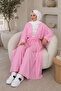 Women's Kimono Long Cardigan Trouser Set Belted Hijab Combination 3218 - 2