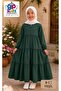 Ki̇ds 3-Layer Gathered Children's Robe – Comfortable Cut Hijab Children's Dress Emerald Green