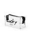 Transparent Makeup Bag with Lucky Love Writing Black Zipper Cosmetic Bag Travel and Daily Use - 4