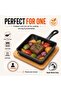 Cast Iron Mini Square Skillet with Wooden Sizzler Plate, 13cm - Perfect for Sizzling and Grilling - 4