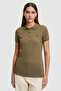 Women's Khaki Polo Collar Basic T-Shirt 50323461-Vr027 - 3
