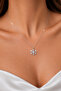 Stone Snowflake Stainless Steel Silver Women's Necklace
