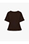 Cotton Crew Neck Short Sleeve Pleated Detailed Peplum Blouse - 6