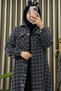 Arzu Shirt Chanel Fabric Women's Gray Long Shirt with Buttons and Pocket Detail - 5