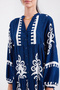 Women's Patterned Hijab Dress F.Navy Blue 1010 - 4