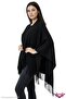 Soft Textured Tassel Detailed Shoulder Shawl Poncho - 2