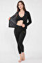 Zippered Long Sleeve Black Polymer Fabric Sauna Thermal Top and Leggings Set - 2