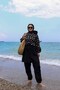 Patterned Hijab Swimsuit Tunic Black
