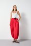 Lined Voile Elastic Waist Shalwar Trousers Red 31179 - 2