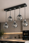 Lorenza 5.Li Sirali ✨ Braided Cable ✨   Black ✨   Chrome Detailled ✨   Smoked Glop Glass Modern Living Room Chandelier ✨   Kitchen Glass Chandelier ✨   Modern Chandelier Models Lighting Ceiling Lighting Living Room Pendant Lamp - 2