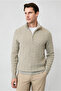 Half Turtleneck Regular Fit Zippered Patterned Knitted Wool Sweater - 5