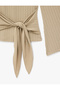 Slim Fit Crew Neck Long Sleeve Blouse with Tie Detail - 7