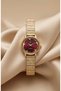 Women's Steel Watch Gold Burgundy Flower Dial Luxury Vintage Watch Old Money Classic Elegant Stylish Premium Women's Wristwatch |   Limited Edition 2026