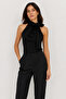 Women's Black Tie-Up Bow Collar Sleeveless Stylish Blouse - 7