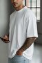 Men's White Basic Plain Unprinted Oversize Salas Boyfriend T-Shirt - 5