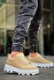 Kb-056 Kuback Beige Suede White High Sole Casual Sneakers - 4