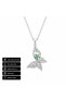 Silver Color Women's Necklace with Butterfly Figure and Green Stone, Gift