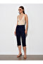 72320 Zipper Detailed Capri-Navy Blue - 4