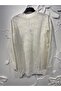 Butterfly Glitter Jacquard Knitwear Cardigan 21853 Ecru - 2