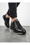 Men's black genuine leather orthopedic air sole daily sneaker shoes - 2