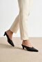 Jemre Black Leather Women's Heeled Slippers - 2