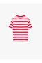 Half Zipper Short Sleeve Cotton Striped Polo Collar T-Shirt - 4