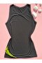 Women's 3-Piece Viscose Camisole Athlete Set Round Neck Basic Blouse Ecru Black Powder - 2