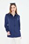 Classic Satin Shirt Navy Blue